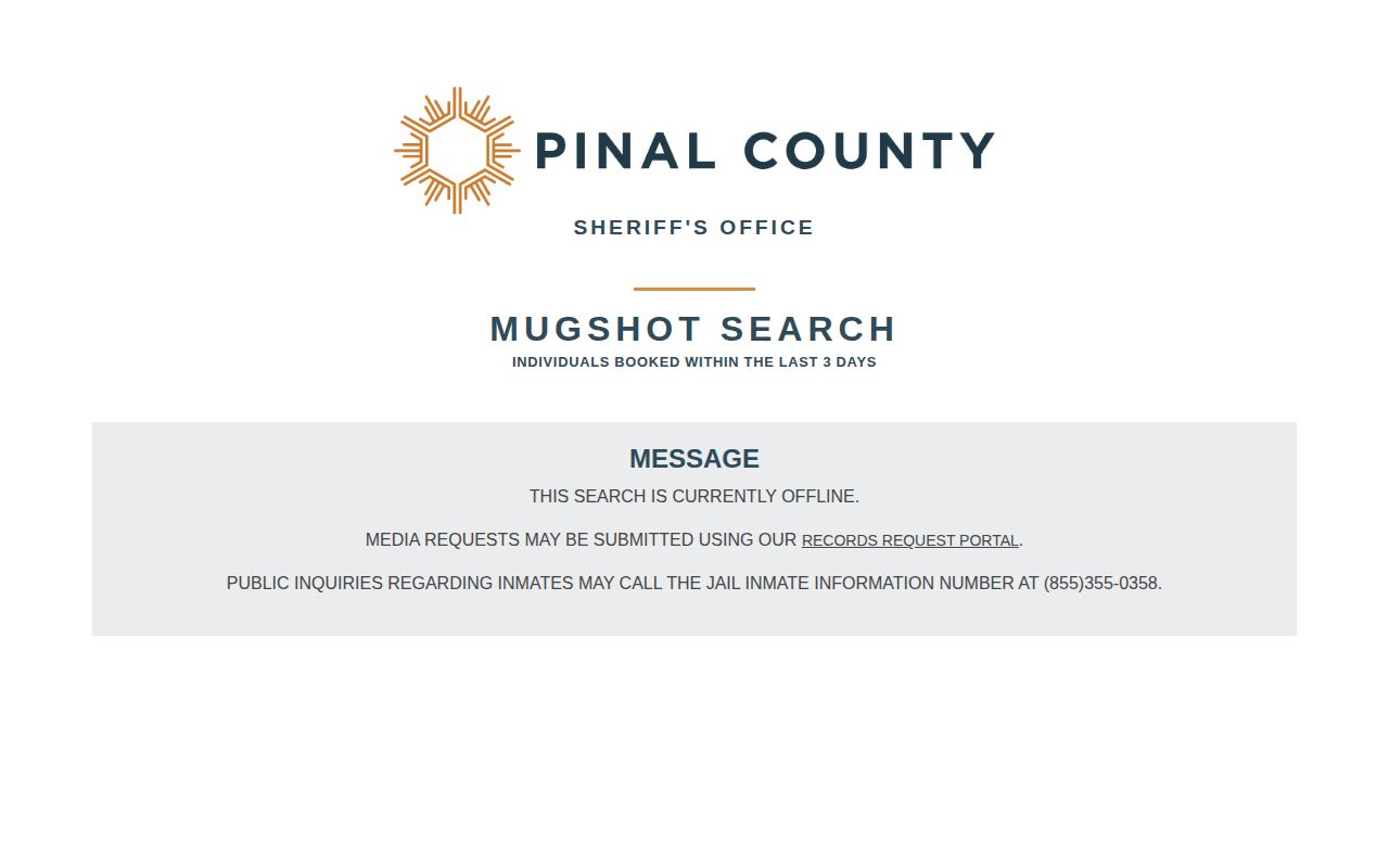 Pinal County mugshot search offline records notice